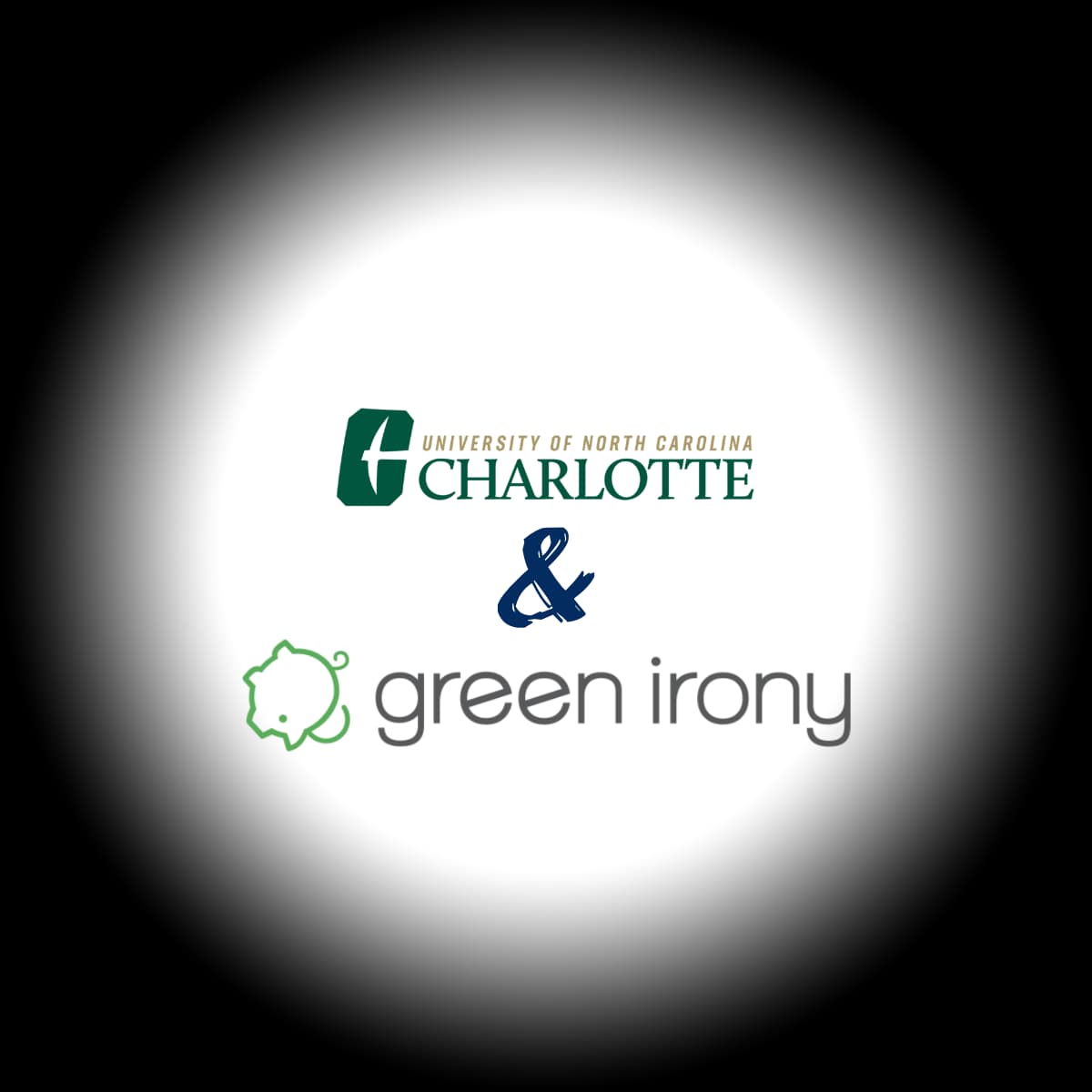 UNC Charlotte and Green Irony company logos