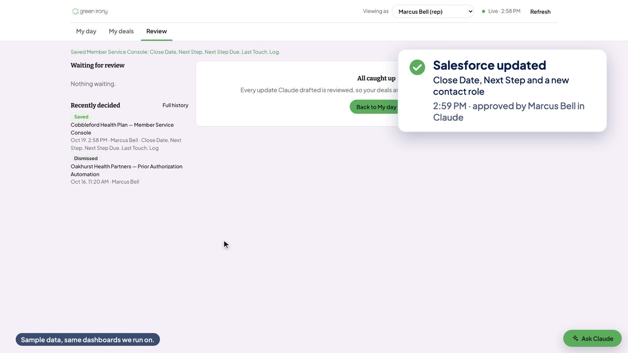Salesforce updated from a call (video)